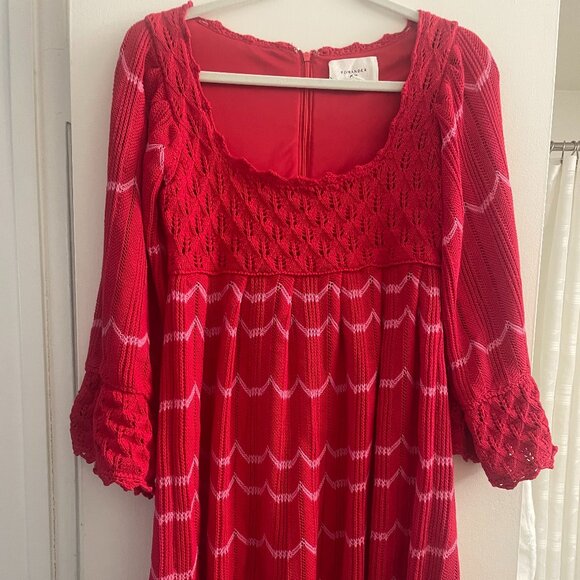 Pomander Place Red Crochet Trim Devon Dress - Picture 2 of 4